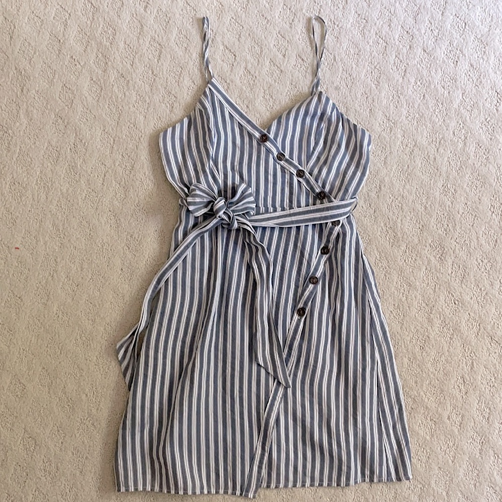 Blue and White Striped Summer Dress